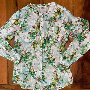 Violet + Claire Long Sleeve Button Front Top, Beautiful Floral Print, Sz Medium